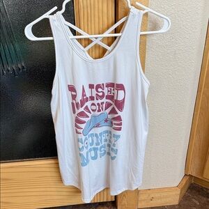 LuLaRoe White Tank Top with Red and Blue Graphic